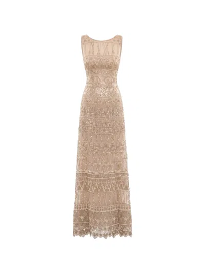 Saiid Kobeisy Sequin-embellished Embroidered Maxi Dress In Neutral