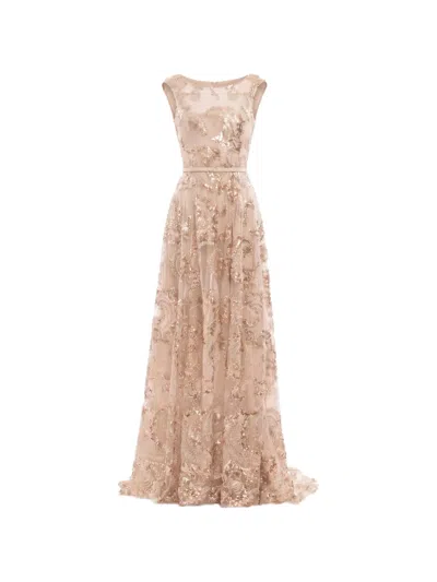 Saiid Kobeisy Sequin-embellished Embroidered Tulle Maxi Gown In Neutral