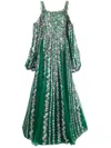 Saiid Kobeisy Off-shoulder Beaded Dress With Shoulder Straps In Green
