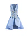 Saiid Kobeisy Short Embroidered Dress In Blue