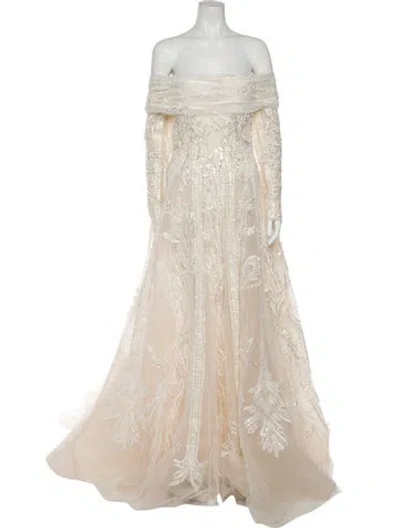 Pre-owned Saiid Kobeisy Square Neckline Long Dress W/ Tags In Neutral