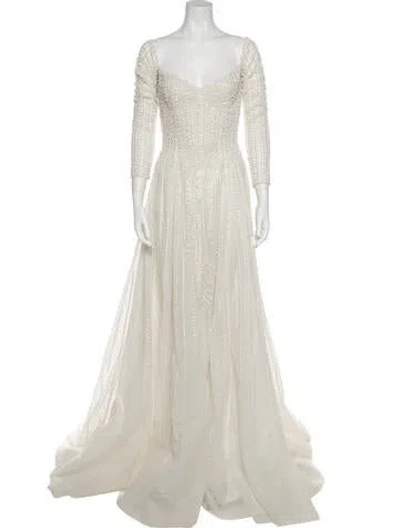 Pre-owned Saiid Kobeisy Square Neckline Long Dress W/ Tags In Neutral