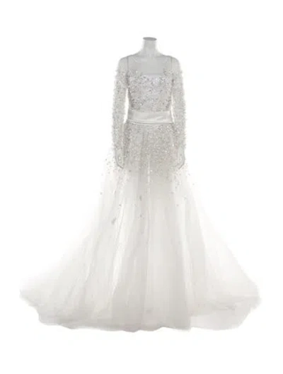 Pre-owned Saiid Kobeisy Square Neckline Long Dress In White