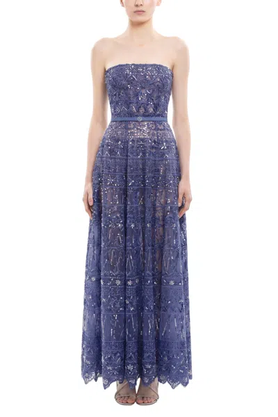 Saiid Kobeisy Strapless Beaded-tulle Maxi Dress In Multi