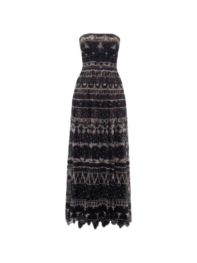 Saiid Kobeisy Strapless Beaded-tulle Maxi Dress In Blue