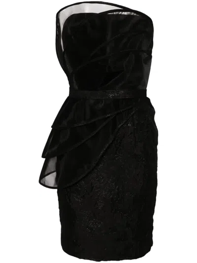 Saiid Kobeisy Strapless Brocade Minidress In Black