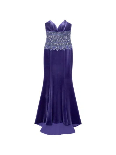 Saiid Kobeisy Strapless Dress With Embroidered Detailing In Purple