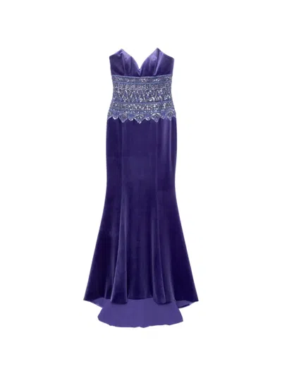 Saiid Kobeisy Strapless Dress With Embroidered Detailing In Purple