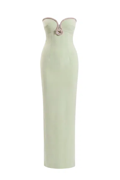 Saiid Kobeisy Crystal-embellished Strapless Midi Dress In Green