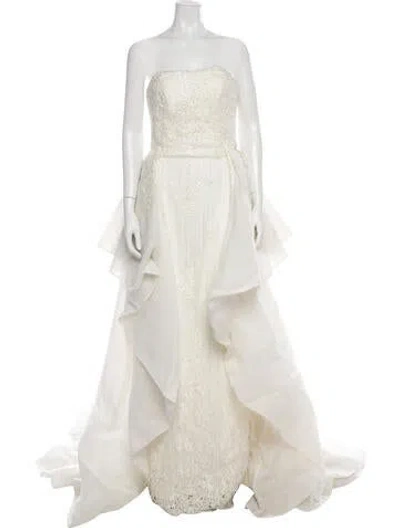 Pre-owned Saiid Kobeisy Strapless Long Dress In Gray