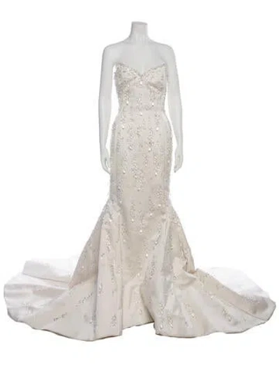 Pre-owned Saiid Kobeisy Strapless Long Dress In Neutral
