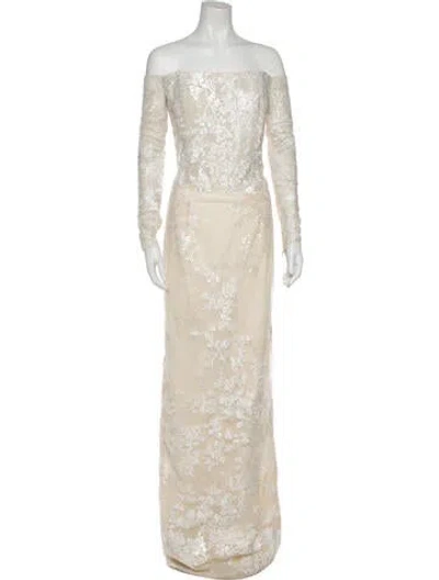 Pre-owned Saiid Kobeisy Strapless Long Dress W/ Tags In Neutral