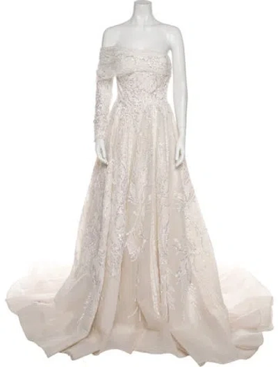 Pre-owned Saiid Kobeisy Strapless Long Dress W/ Tags In Neutral