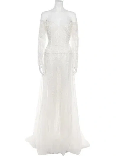 Pre-owned Saiid Kobeisy Strapless Long Dress W/ Tags In White