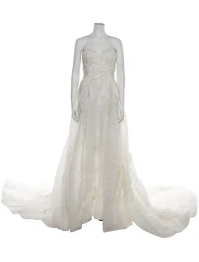 Pre-owned Saiid Kobeisy Strapless Long Dress W/ Tags In White