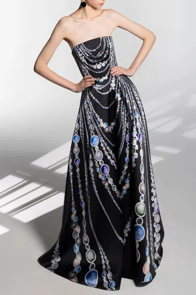 Saiid Kobeisy Strapless Mikado Gown In Multi