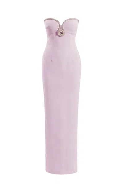 Saiid Kobeisy Strapless Pink Midi Dress