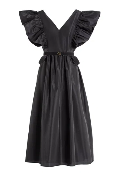 Saiid Kobeisy Taffeta Dress With Gathered Sleeves In Black