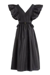 Saiid Kobeisy Taffeta Dress With Gathered Sleeves In Black