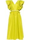 Saiid Kobeisy Taffeta Dress With Gathered Sleeves In Green