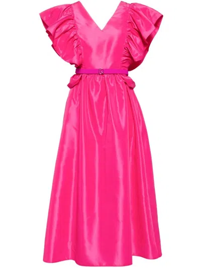 SAIID KOBEISY TAFFETA DRESS WITH GATHERED SLEEVES