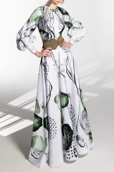Saiid Kobeisy Taffeta Printed Gown In Multi