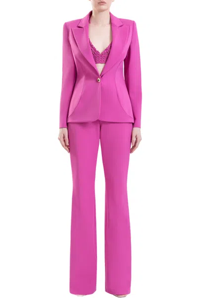 Saiid Kobeisy Tailored Set With Crochet Top In Pink