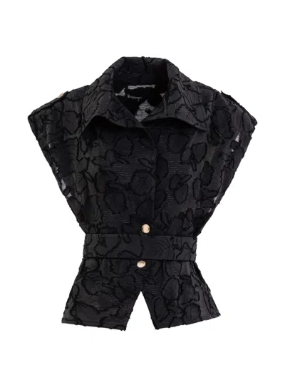 Saiid Kobeisy Textured Blouse And Trousers Set In Black