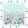 Saiid Kobeisy Tropical Flower Print Aqua Sky Chiffon Silk Scarf In Blue