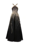 Saiid Kobeisy Tulle Halter Neck Gown With Sequins In Black