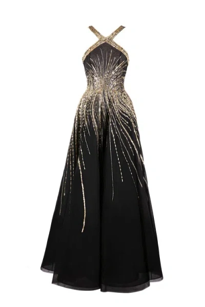 Saiid Kobeisy Tulle Halter Neck Gown With Sequins In Multi