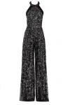 Saiid Kobeisy Tulle Beaded Jumpsuit With Halter Neckline In Black