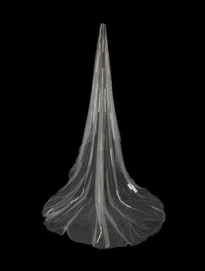 Pre-owned Saiid Kobeisy Tulle Beaded Veil In White