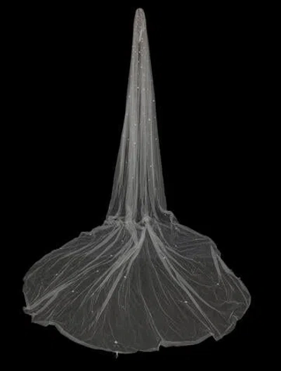 Pre-owned Saiid Kobeisy Tulle Beaded Veil In White