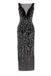 Saiid Kobeisy Tulle Dress, Straight Fit Dress With Sequin Beading In Black