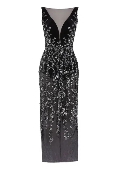 Saiid Kobeisy Tulle Dress With Sequin Beading In Multi
