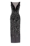 Saiid Kobeisy Tulle Dress, Straight Fit Dress With Sequin Beading In Grey