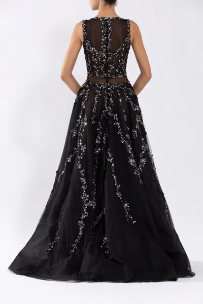 Saiid Kobeisy Tulle Dress With Beading In Black