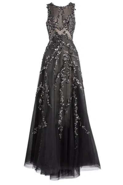 Saiid Kobeisy Tulle Dress With Beading In Black