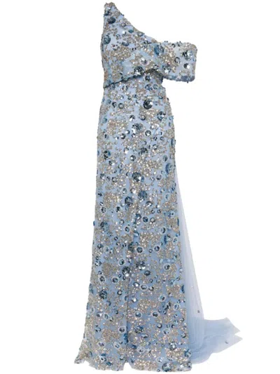 SAIID KOBEISY SAIID KOBEISY TULLE DRESS, WITH ENVELOPE SKIRT AND OFF-SHOULDER SLEEVE AND TULLE TAIL