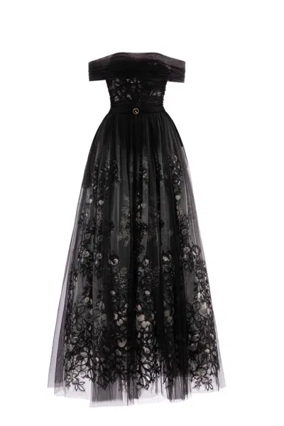 Saiid Kobeisy Tulle Gathered Dress In Black