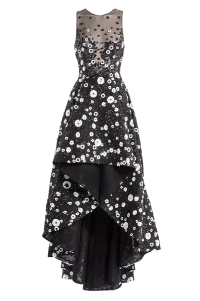 Saiid Kobeisy Tulle, High-low Dress With Dotted Beading In Black