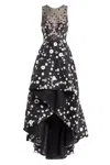Saiid Kobeisy Tulle, High-low Dress With Dotted Beading In Black