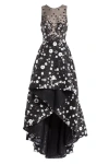 Saiid Kobeisy Tulle, High-low Dress With Dotted Beading In Black