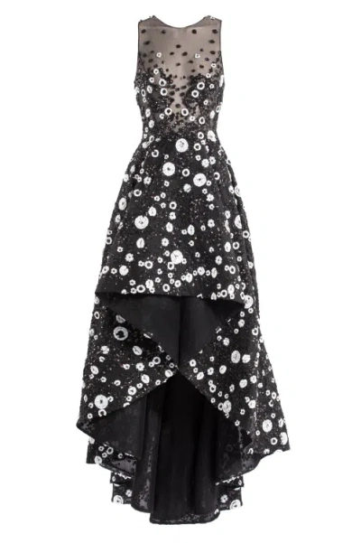 Saiid Kobeisy Tulle, High-low Dress With Dotted Beading In Black