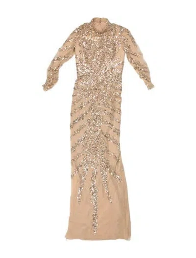 Pre-owned Saiid Kobeisy Turtleneck Long Dress In Neutral