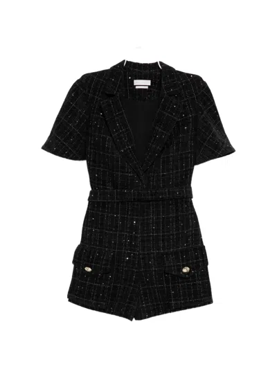 Saiid Kobeisy Tweed Short Jumpsuit In Black
