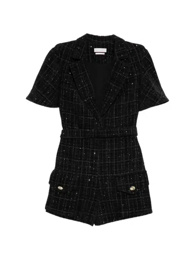 Saiid Kobeisy Tweed Short Jumpsuit In Black