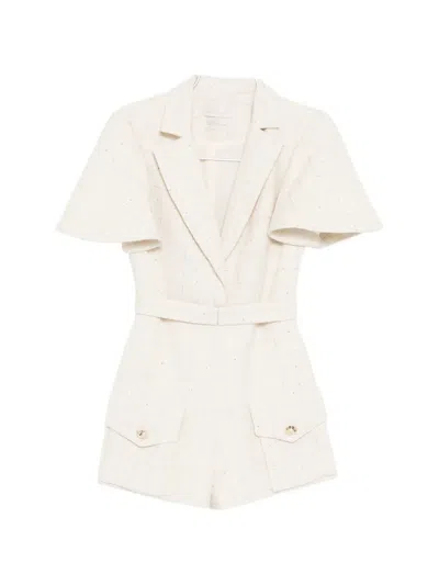 Saiid Kobeisy Tweed Short Jumpsuit In Neutral