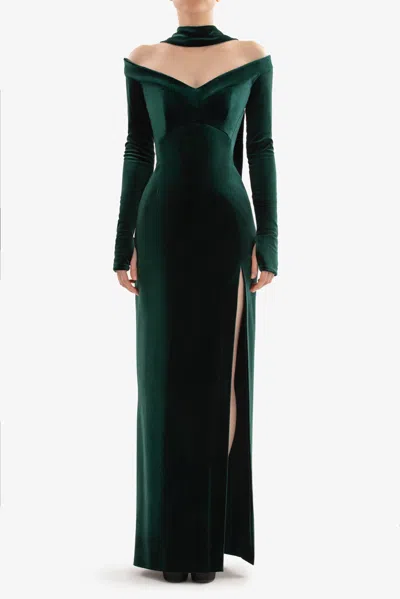 Saiid Kobeisy Velvet Column Gown In Multi